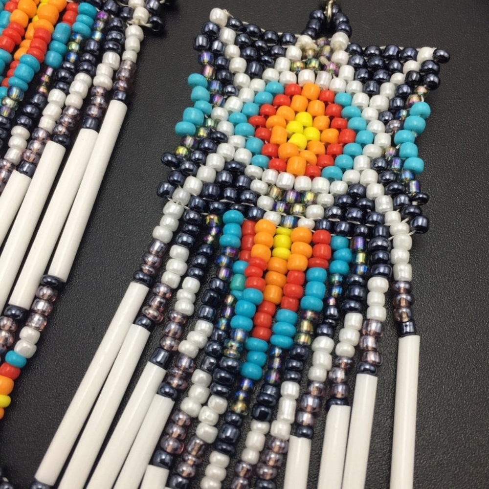 Bohemian  Beaded Long Tassel Earrings - Picture 3 of 4